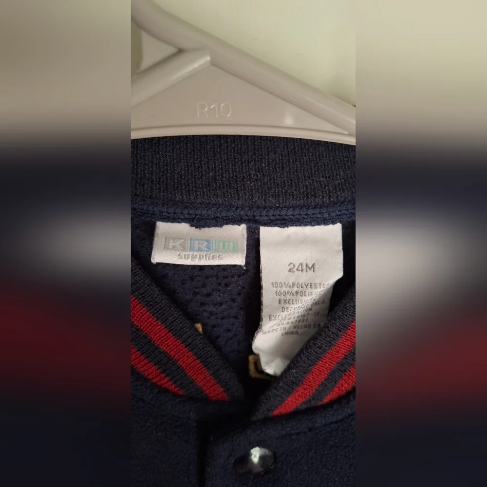 Vintage Kru Supplies Boy Navy Sweater with Red and Yellow Accents Sz 2 Football - Picture 4 of 11